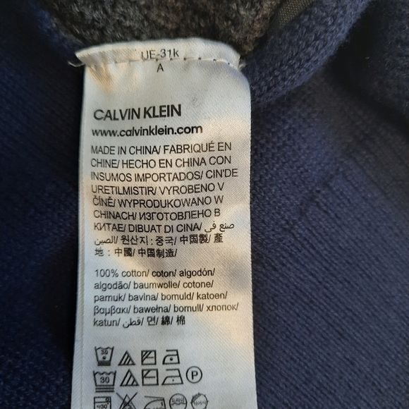 Calvin Klein Blue and Grey Quarter Zip Sweater - Picture 4 of 5
